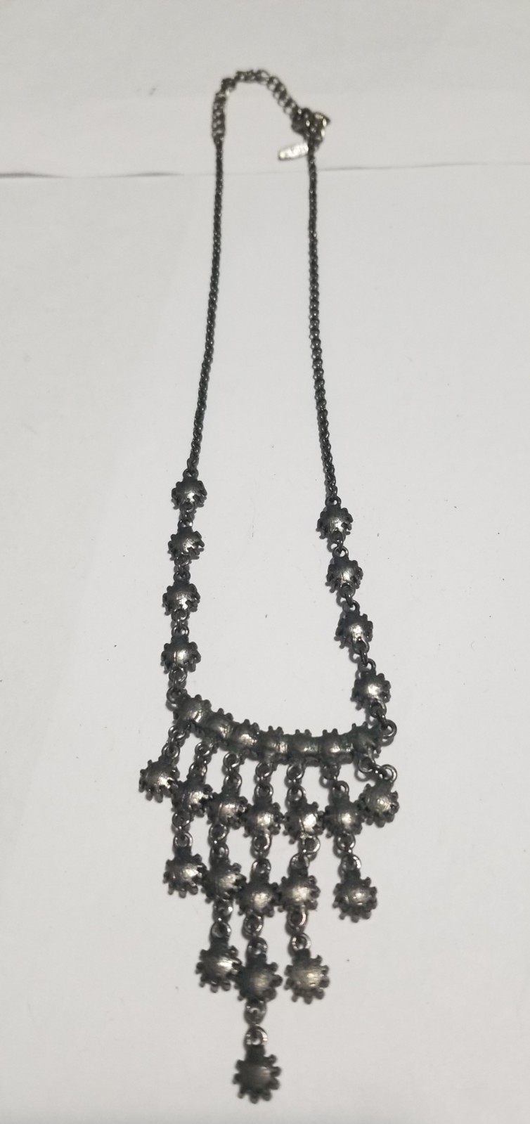 Vintage Signed VCLM Necklace With Clear Rhinestones. Length 20 Inches.