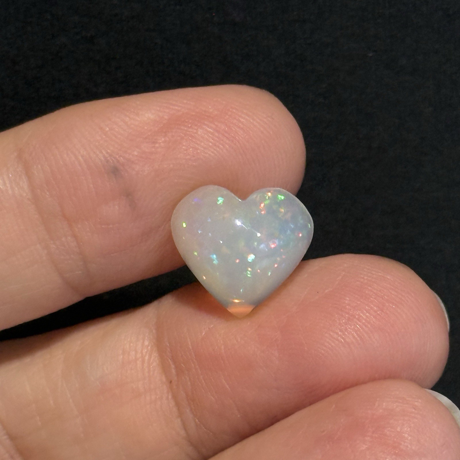 3.7ct 12.5×11.8×6.2mm Colorful Fine Pin Fire Heart Ethiopian Welo Opal Ring Gem
