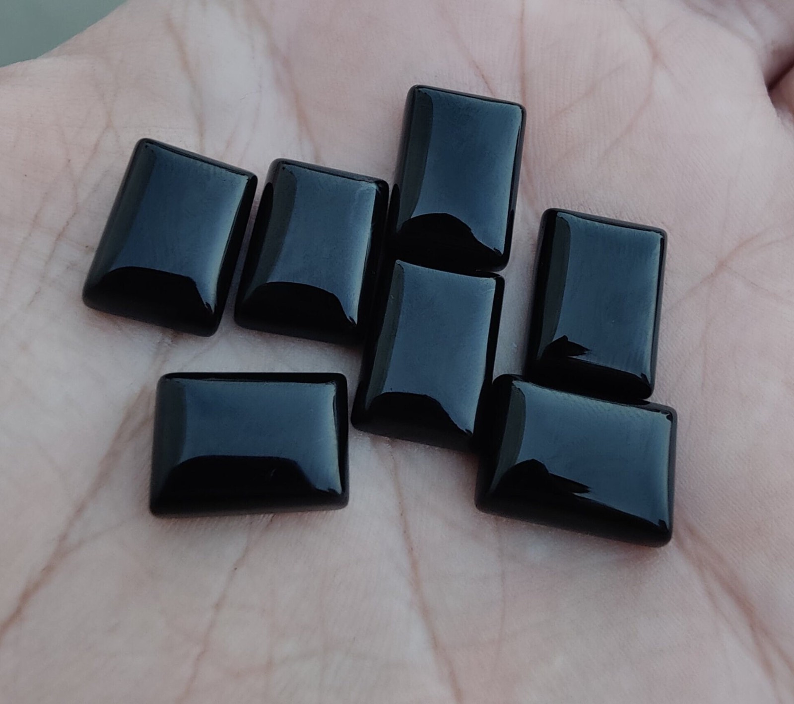AAA Black Onyx Rectangle Cabochon Natural Polished Gemstone For Jewelry