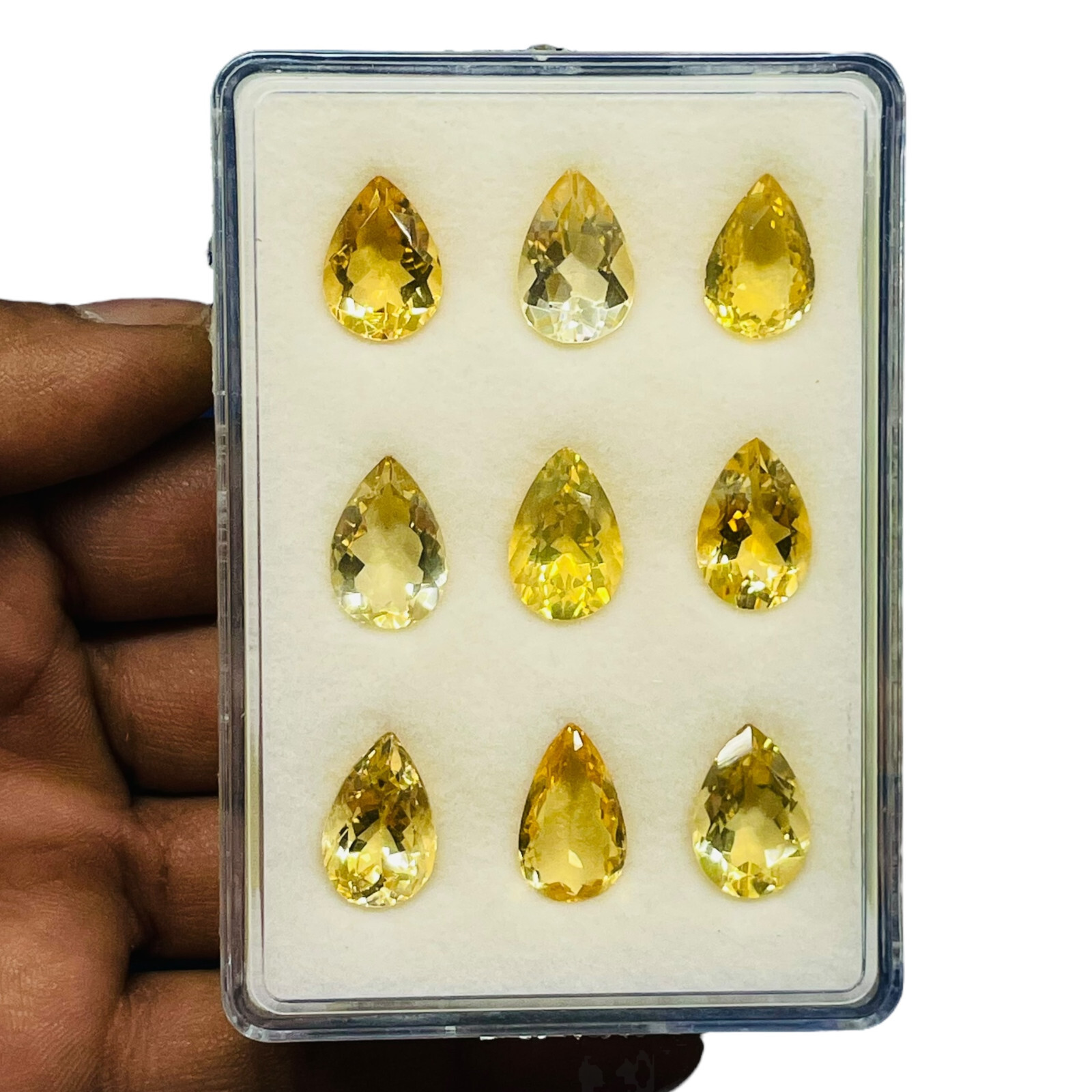 VVS 9 Pcs Natural Citrine 14-15.5mm Pear Cut Loose Untreated Gemstones Lot