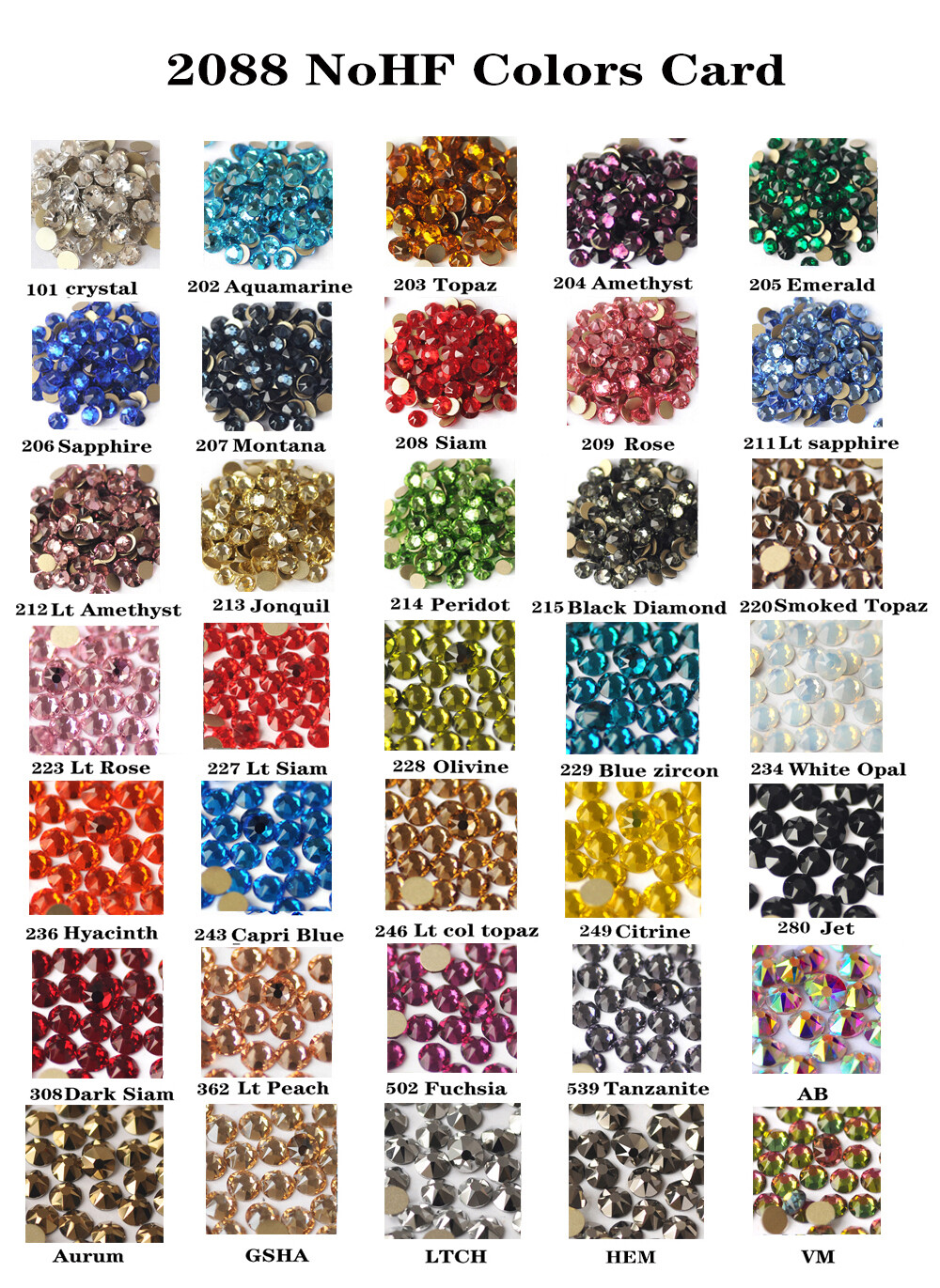 2088 8Big 8Small No hotfix Many Colors Nail Art Rhinestones Glass Stress Crystal