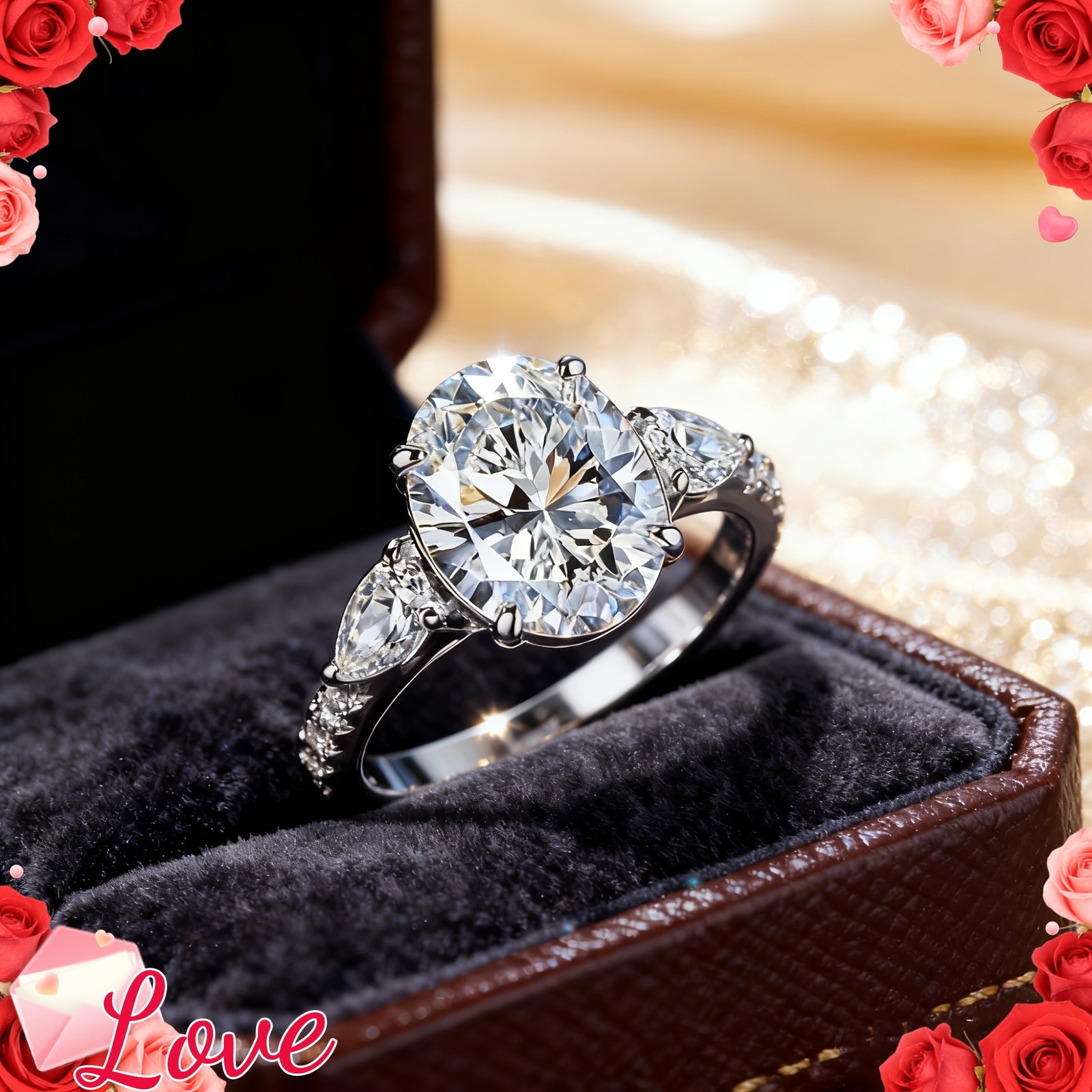 Moissanite Engagement Ring 925 Silver Size 6 7 8 9 10
