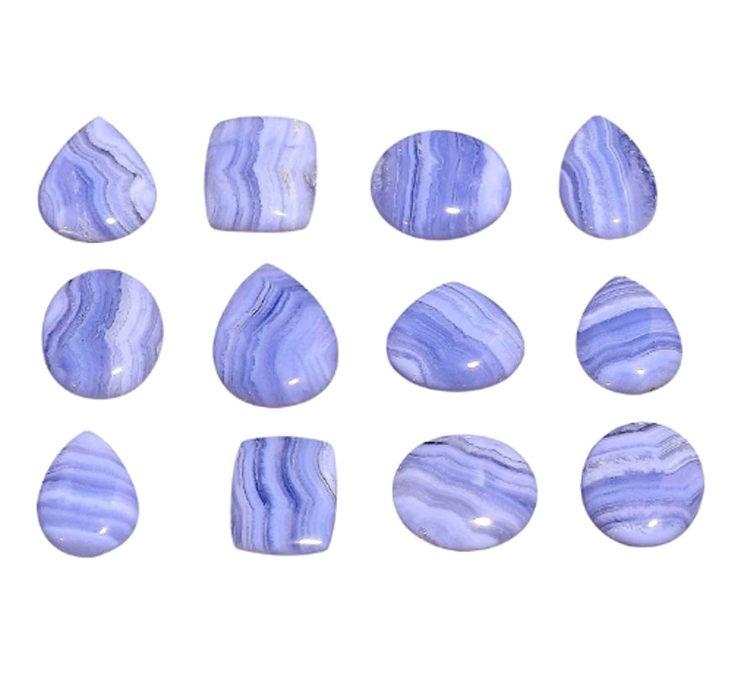 80 Natural Blue Lace Agate Spiritual Mix Shape Cabochon Loose Gemstone 3 Pcs Lot