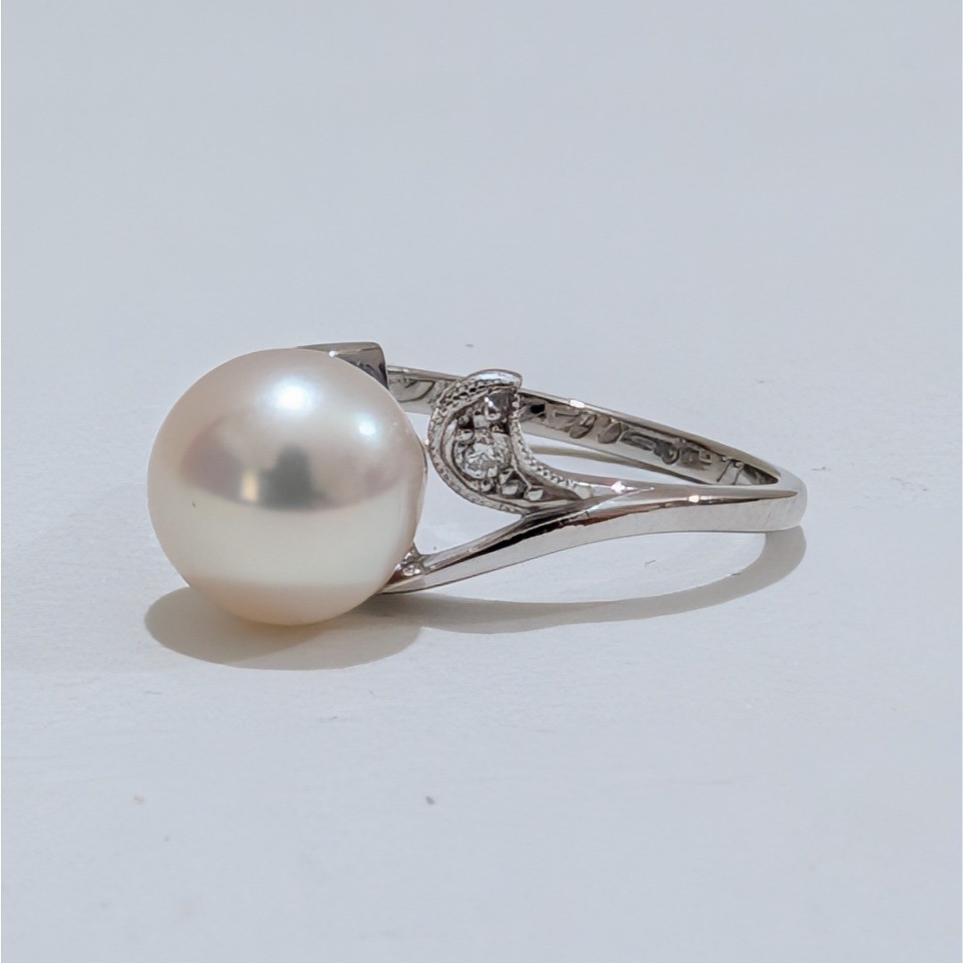 Mikimoto 8.4mm Akoya Cultured Pearl Ring Pt900 Platinum US Size 5.75 Japan