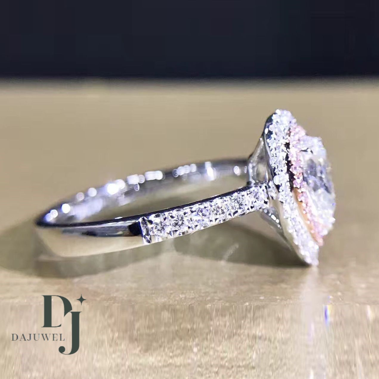 2.80 Carat Pear Cut Moissanite Double Halo Engagement Ring Solid 14K White Gold