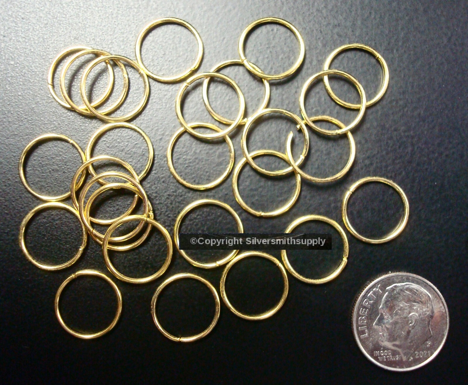 25 Giant open jump rings GOLD plated 12mmx1mm 18ga attach charms FPJ101