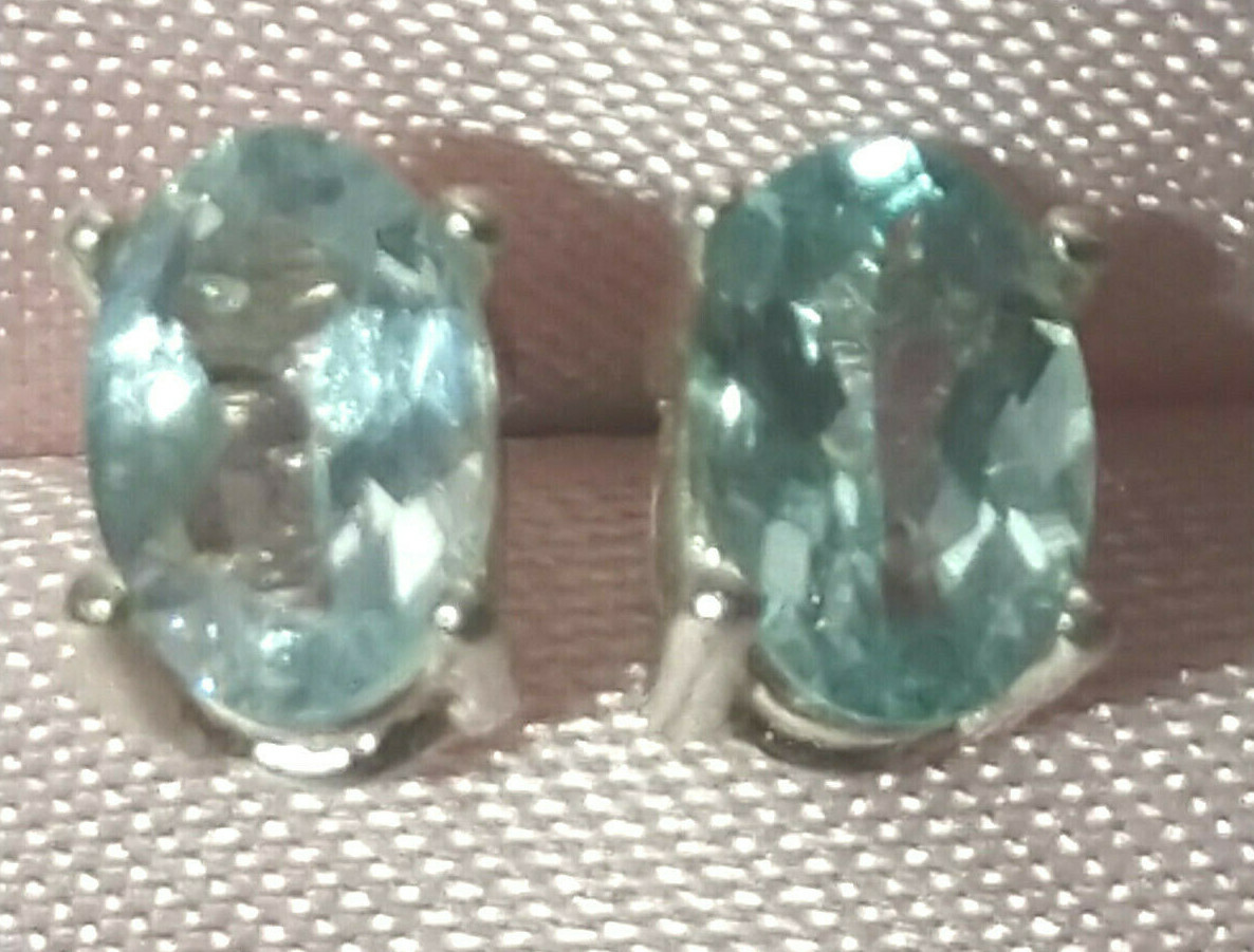 6mmX4mm OVAL APATITE STUDS – SET IN .925 STERLING SILVER-
