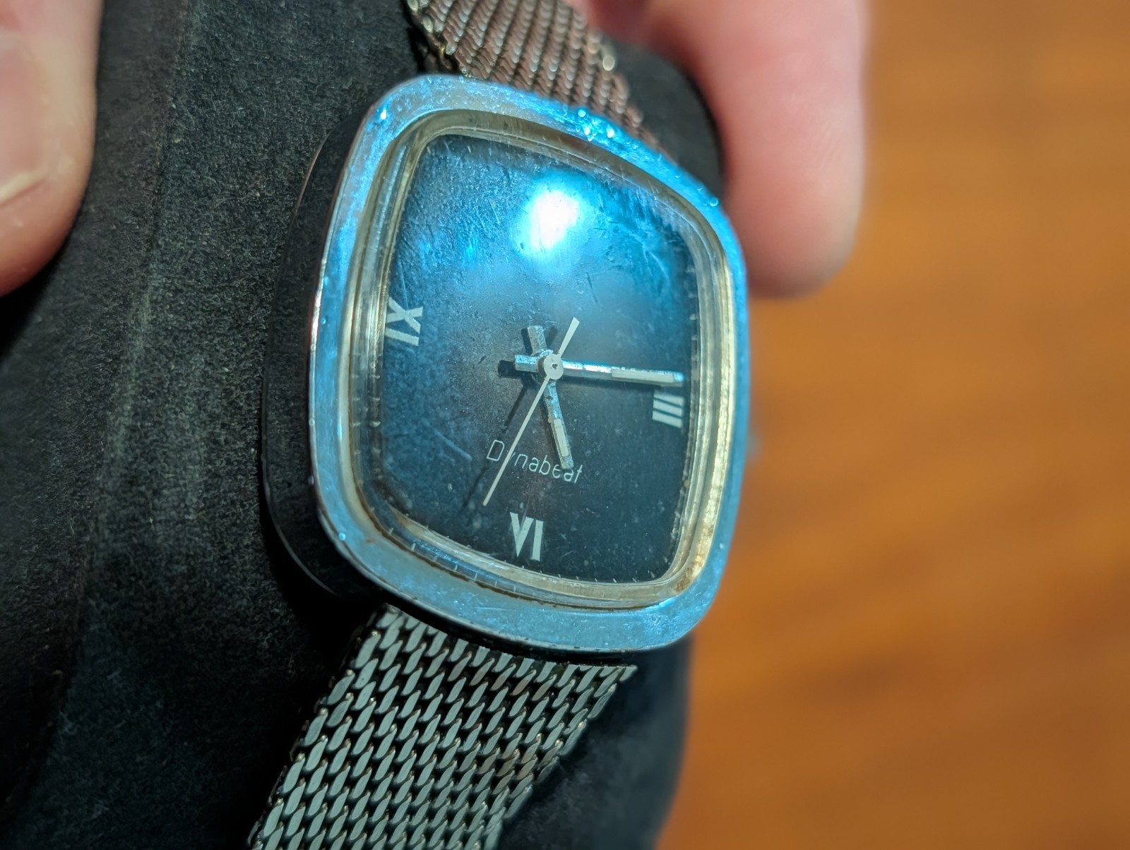 Vintage Classic Timex Electric Dynabeat Watch Square Case Root Beer Dial