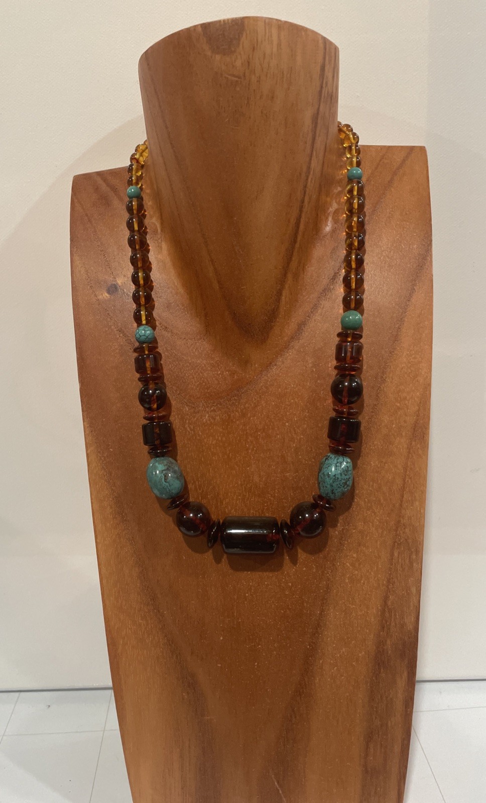 Jay King “Mine Finds” Amber and Turquoise Bead Sterling Silver Necklace, 18″