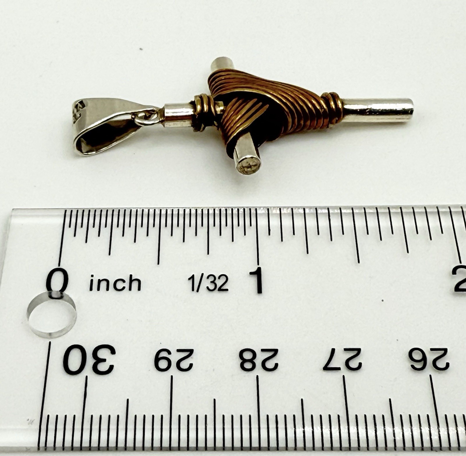 Vintage Mexico Sterling Silver Brass Wrapped Cross Pendant 8.8grams