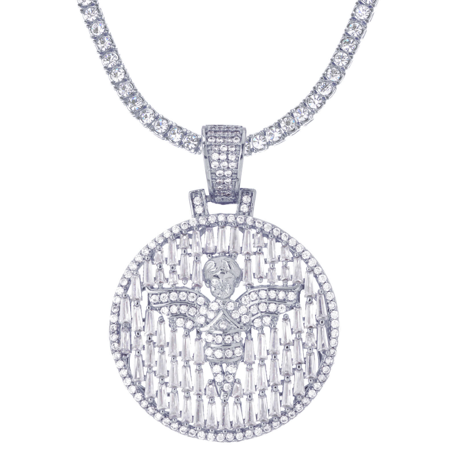 Rapper Angel Medallion Pendant 20 inch Choker Stone Chain Necklace BCT 17102