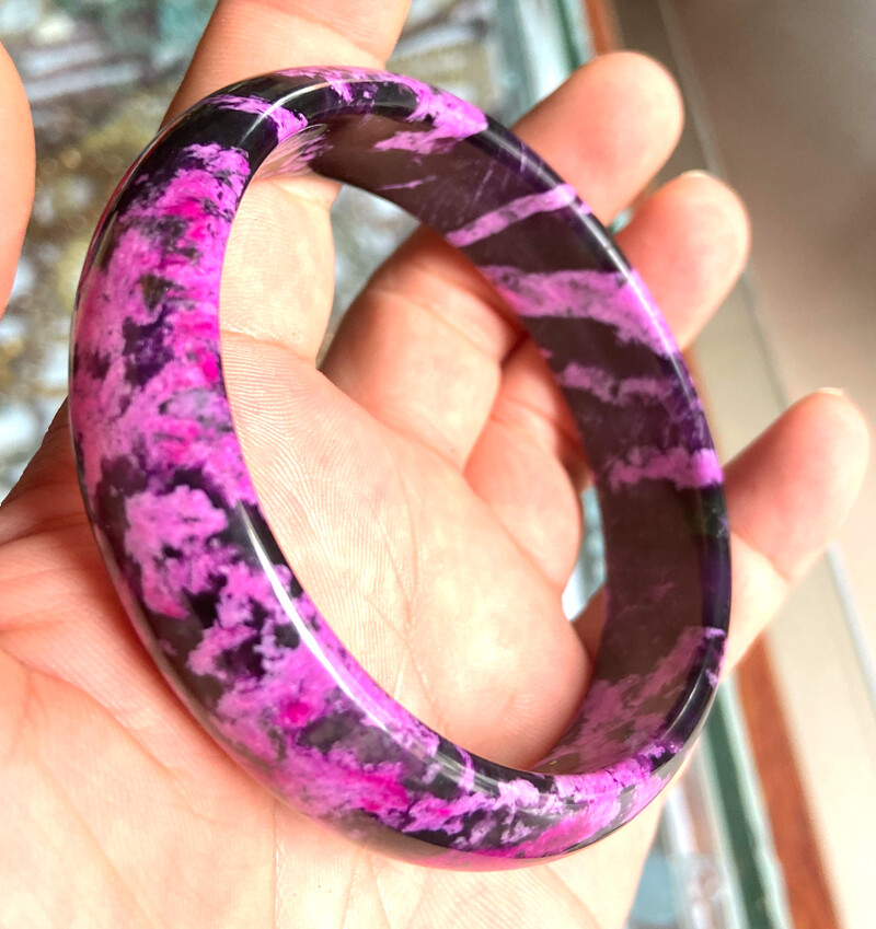 69 mm Huge Natural Hand-Carved Beautiful Peach Blossom Jade Bangle Bracelet