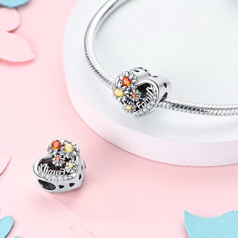 MULA Original 925 Sterling Silver Sunflower Hollow Charm CZ for Women Bracelet