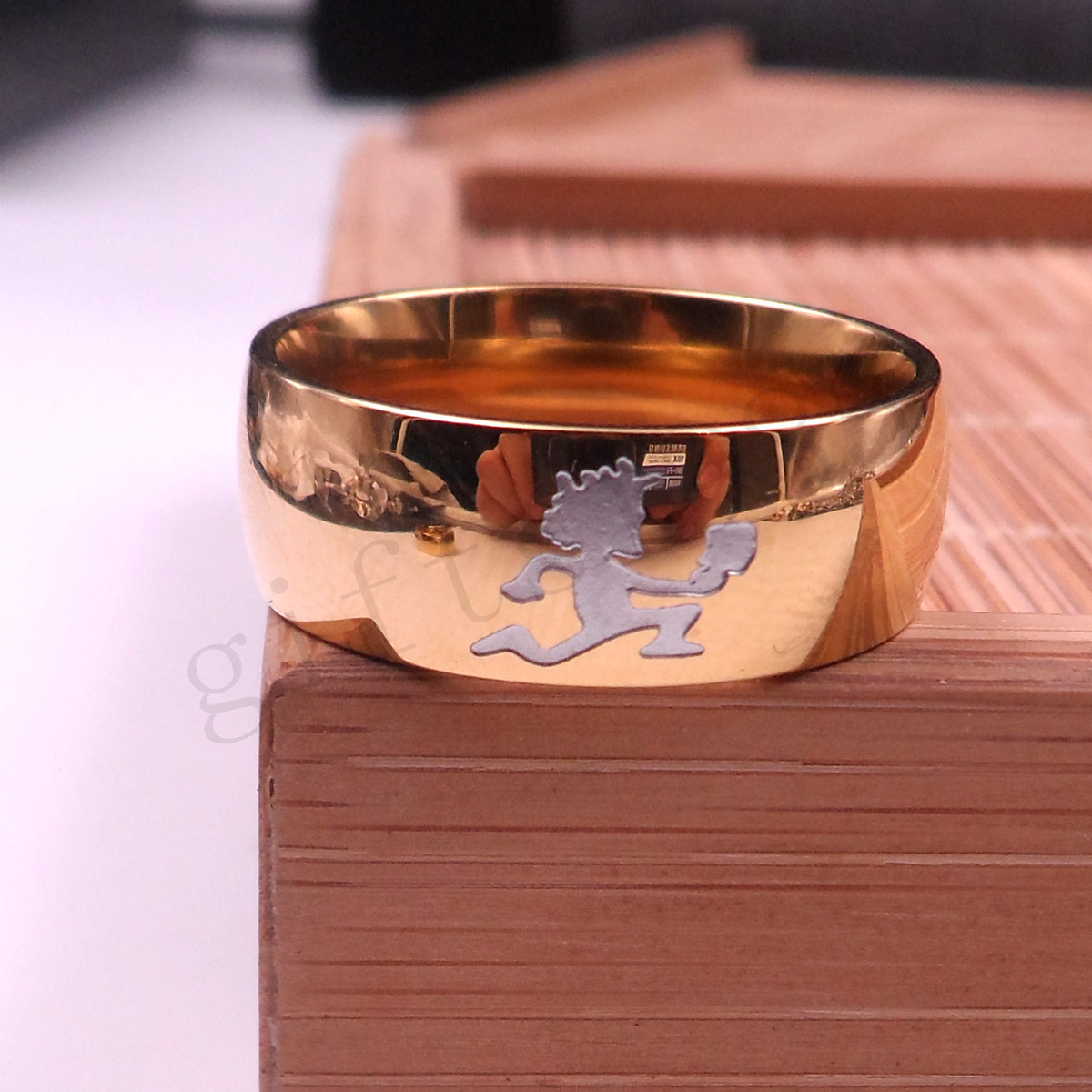 HATCHETMAN GIRL GOLDEN RING STAINLESS STEEL ICP Etching TWIZTID HIGHLY POLISHED