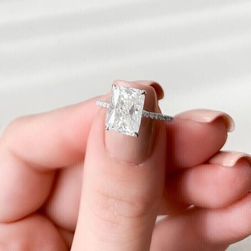 1.90 Ct Radiant Shape Diamond Lab-Created Wedding Ring 925 Sterling Silver