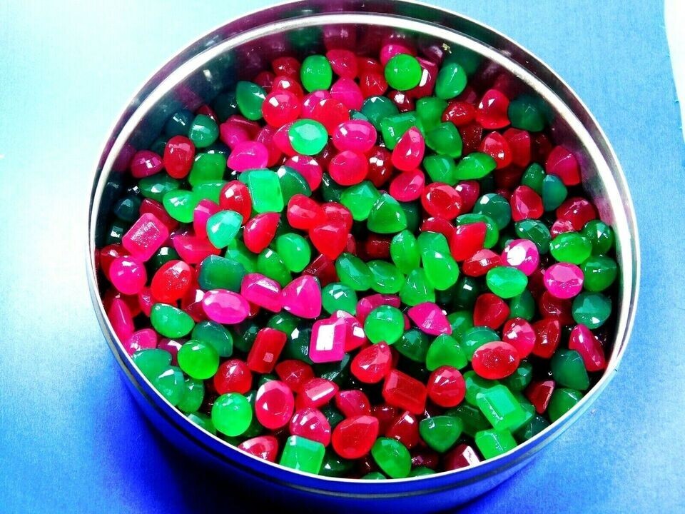 100 Ct Natural Loose Gemstone Lot Emerald and Ruby Certified Mix Shape Mined
