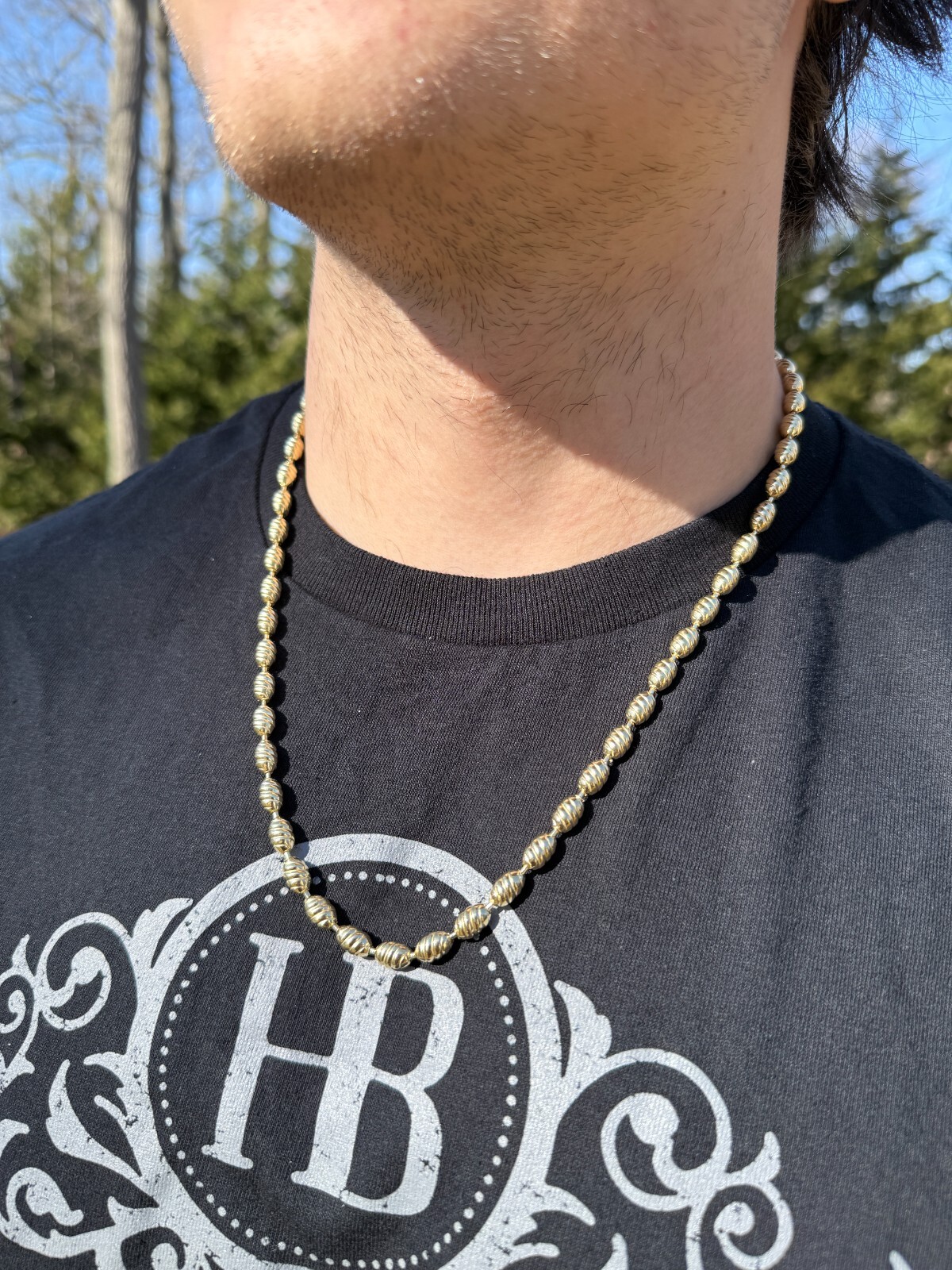 6mm Ball Bead Chain Custom Infinity Link Mens Necklace 14k Gold Over 925 Silver