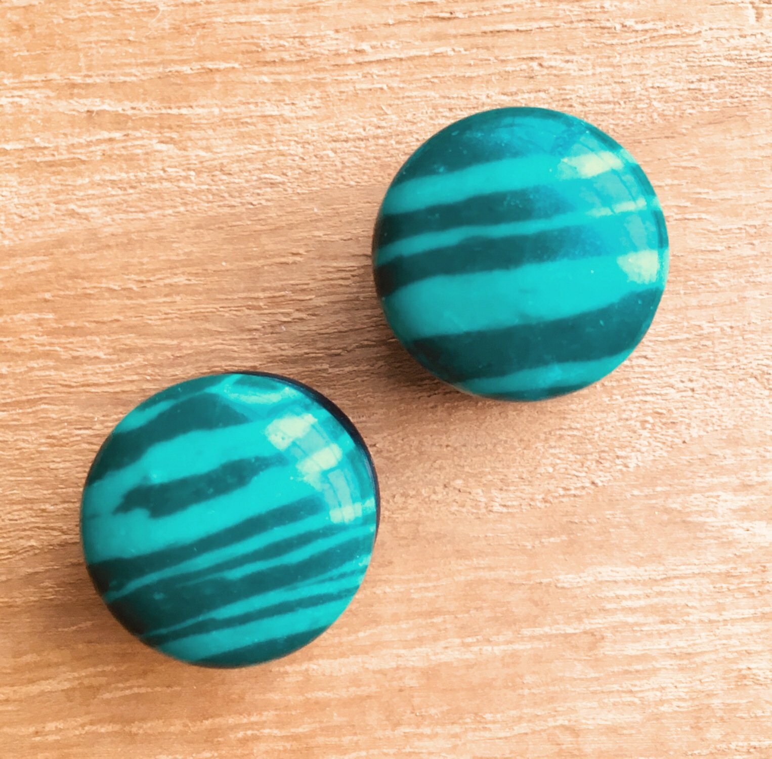 PAIR Single Flare Malachite Stone Plugs Gauges Earlets Body Jewelry