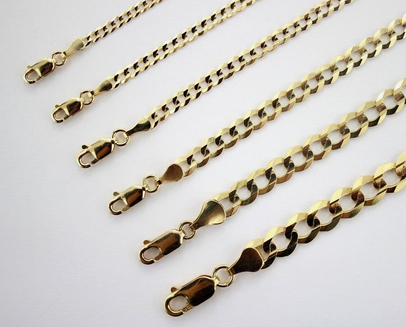 10K Yellow Gold Solid Cuban Link Chain Curb Necklace Bracelet 1.8mm-10mm 7″~30″