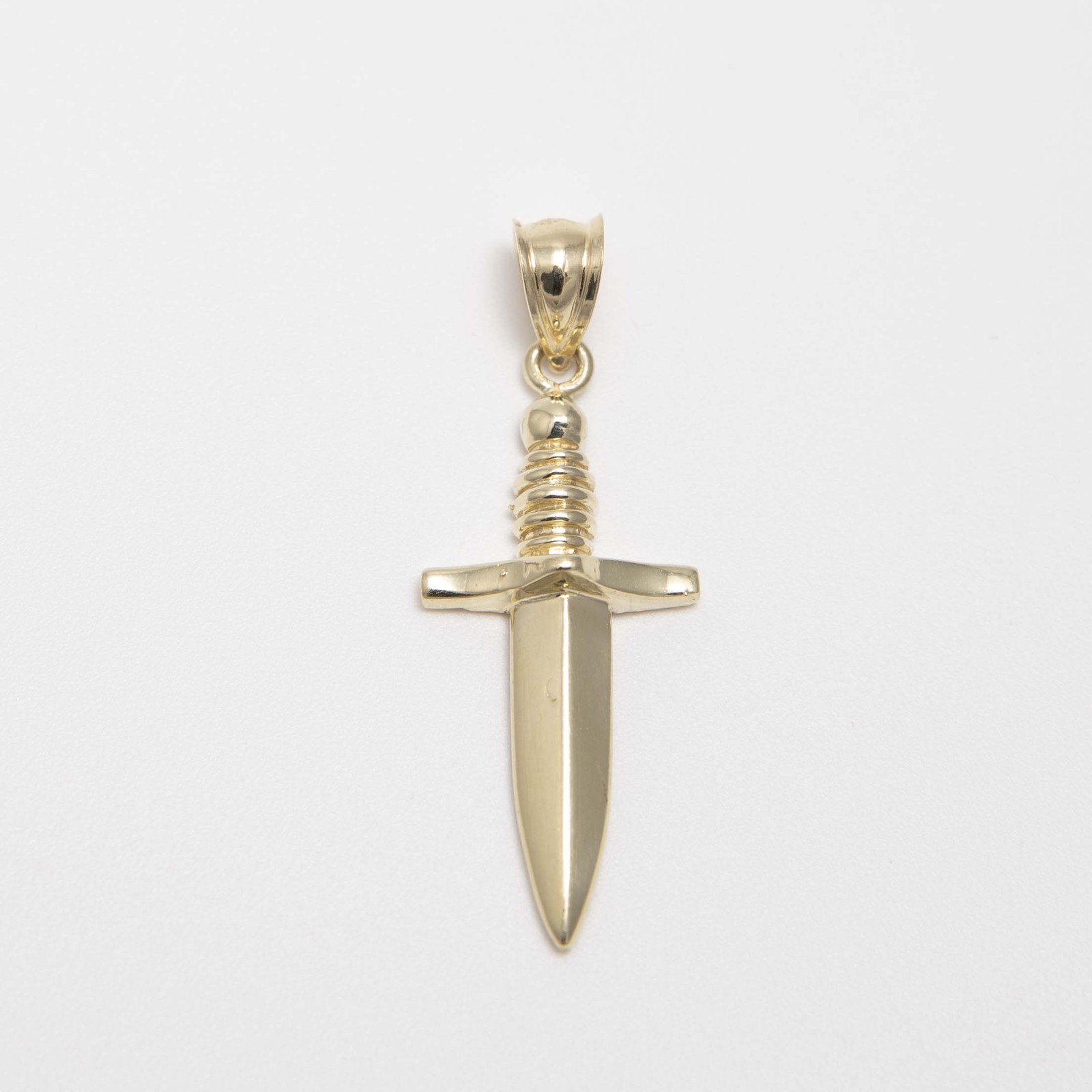 1 1/2″ Shiny Dagger Pendant Real 10K Yellow Gold