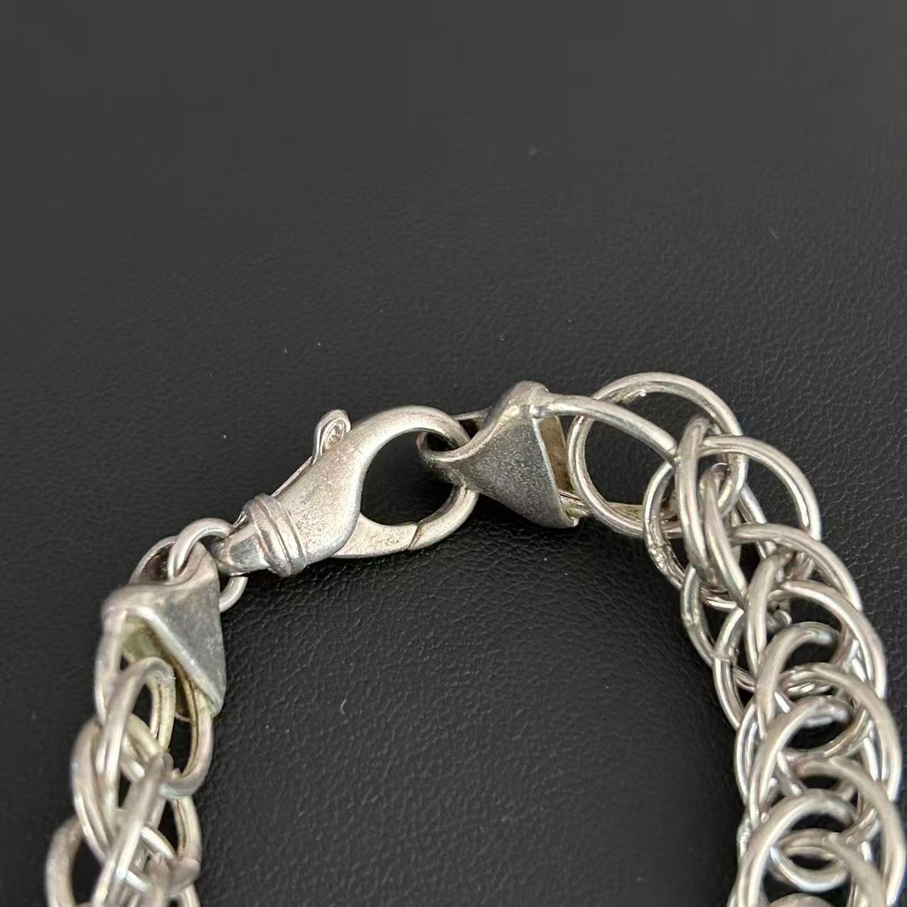 Vintage 925 Italy Sterling Silver Byzantine Chainmaille Link Bracelet 8”
