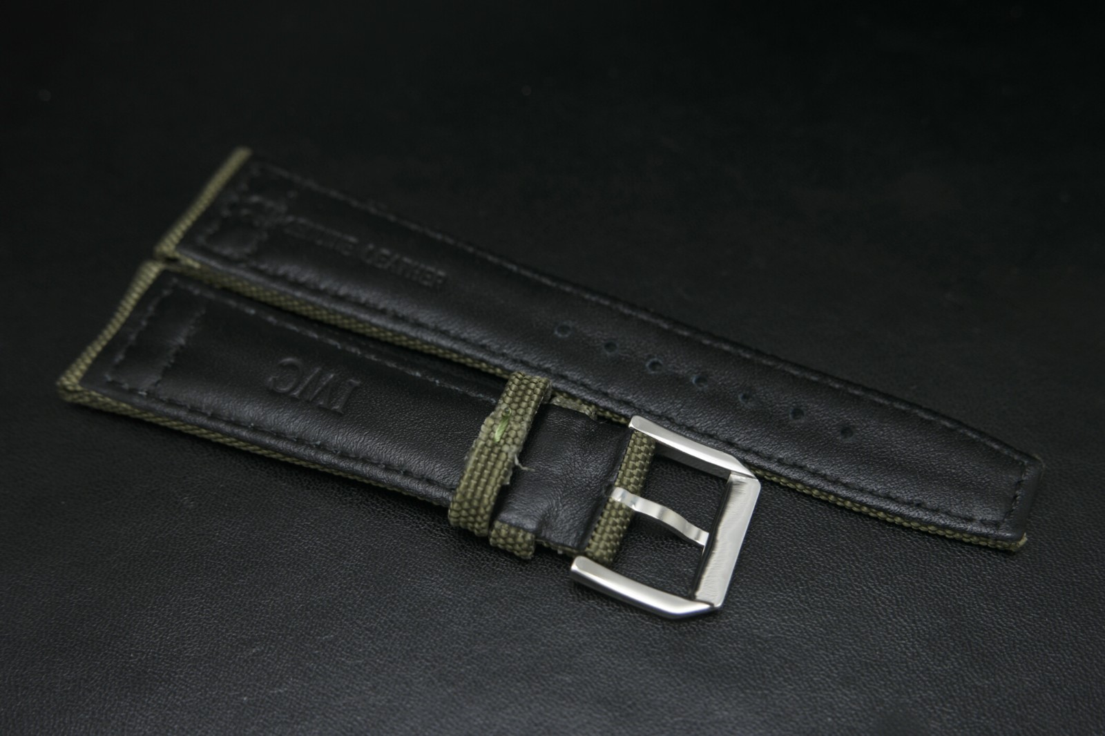 22mm For IWC Textile Fabric Nylon + Leather Green Watch Strap Made For IWC Watch