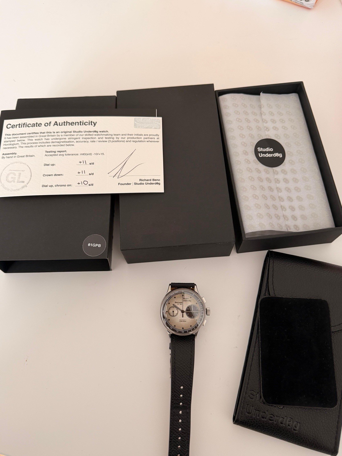 Studio Underd0g Bicompax Manual-Wind Chronograph 38mm Tachymeter Box/Papers