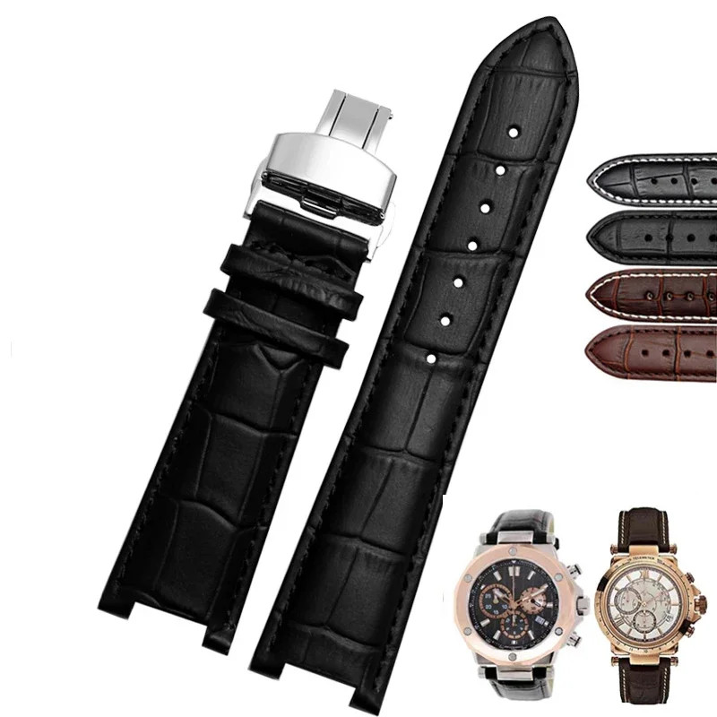 Genuine Leather Watch Strap for Versace Gucci GC 22x13mm 20x11mm Butterfly Band