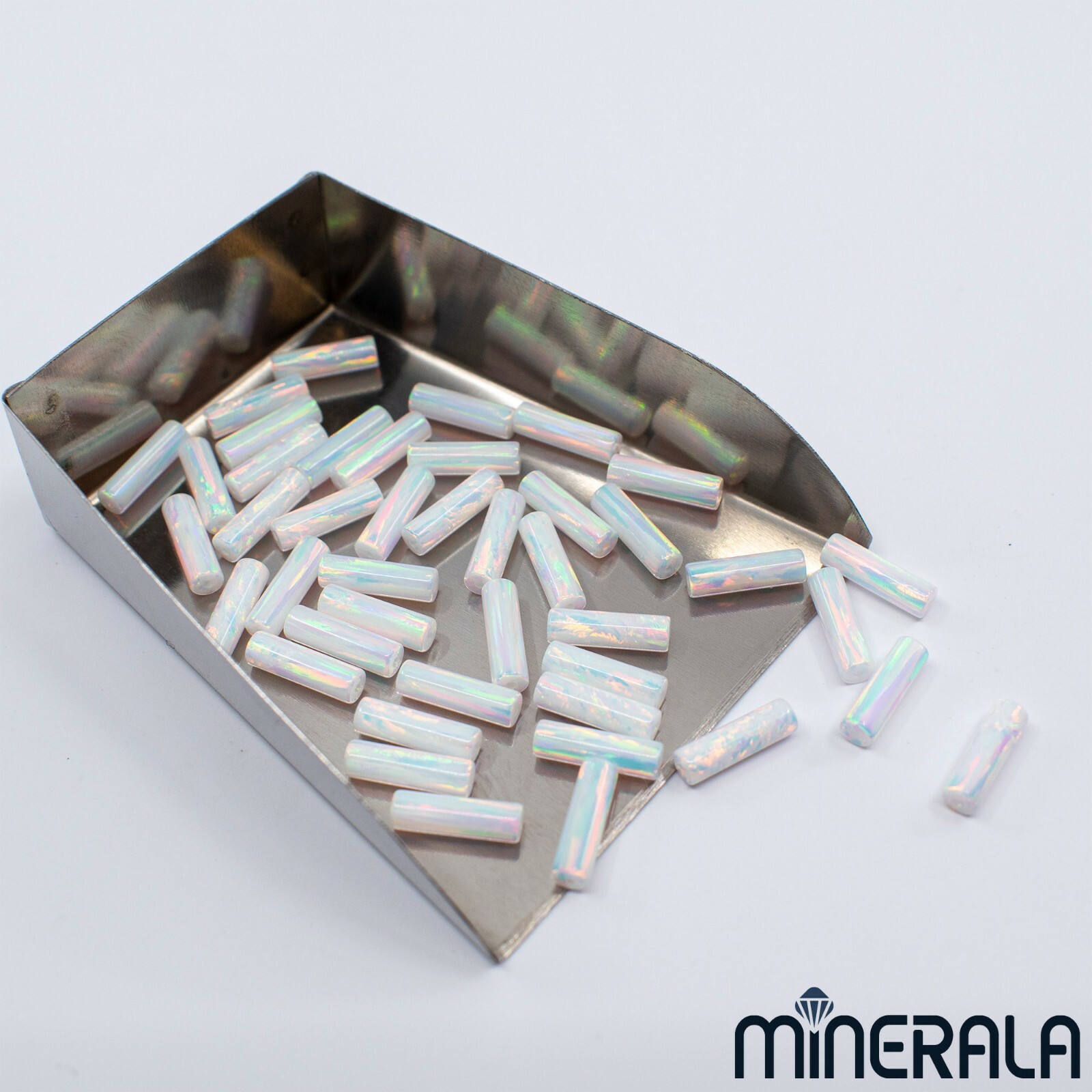 WHITE LAB CREATED SYNTHETIC OPAL BEADS ROUND CYLINDER TUBE VARIOUS SIZES WP0276A