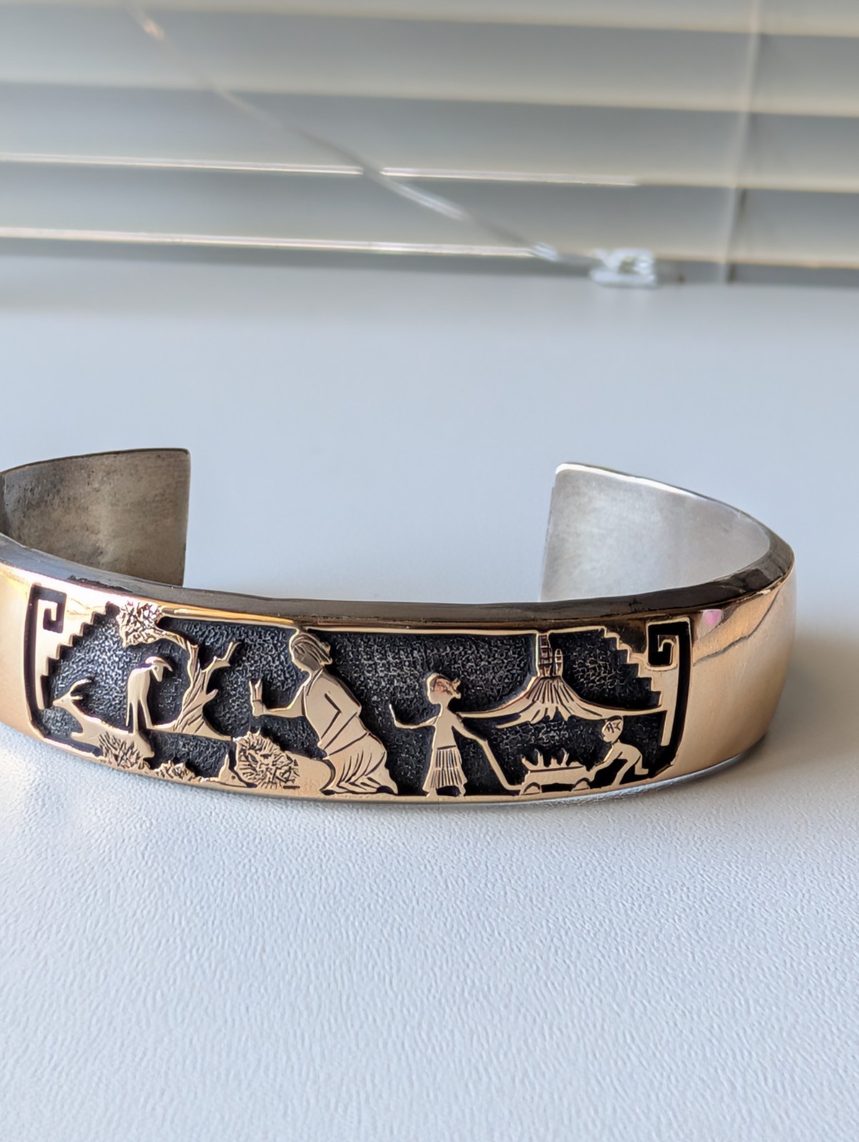 Vintage Hyson Craig 14k Gold & Sterling Navajo Cuff – 45 grams