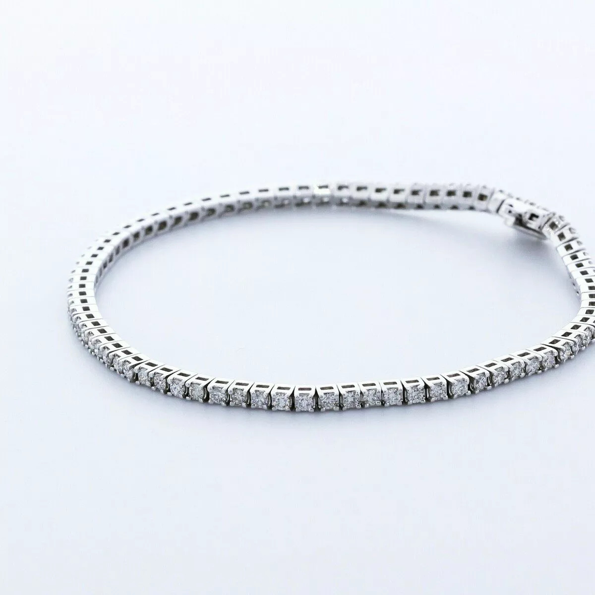 Tennis Bracelet Solid 14K Gold Classic Round 3.25 Carat Lab-Grown Diamond E VVS2
