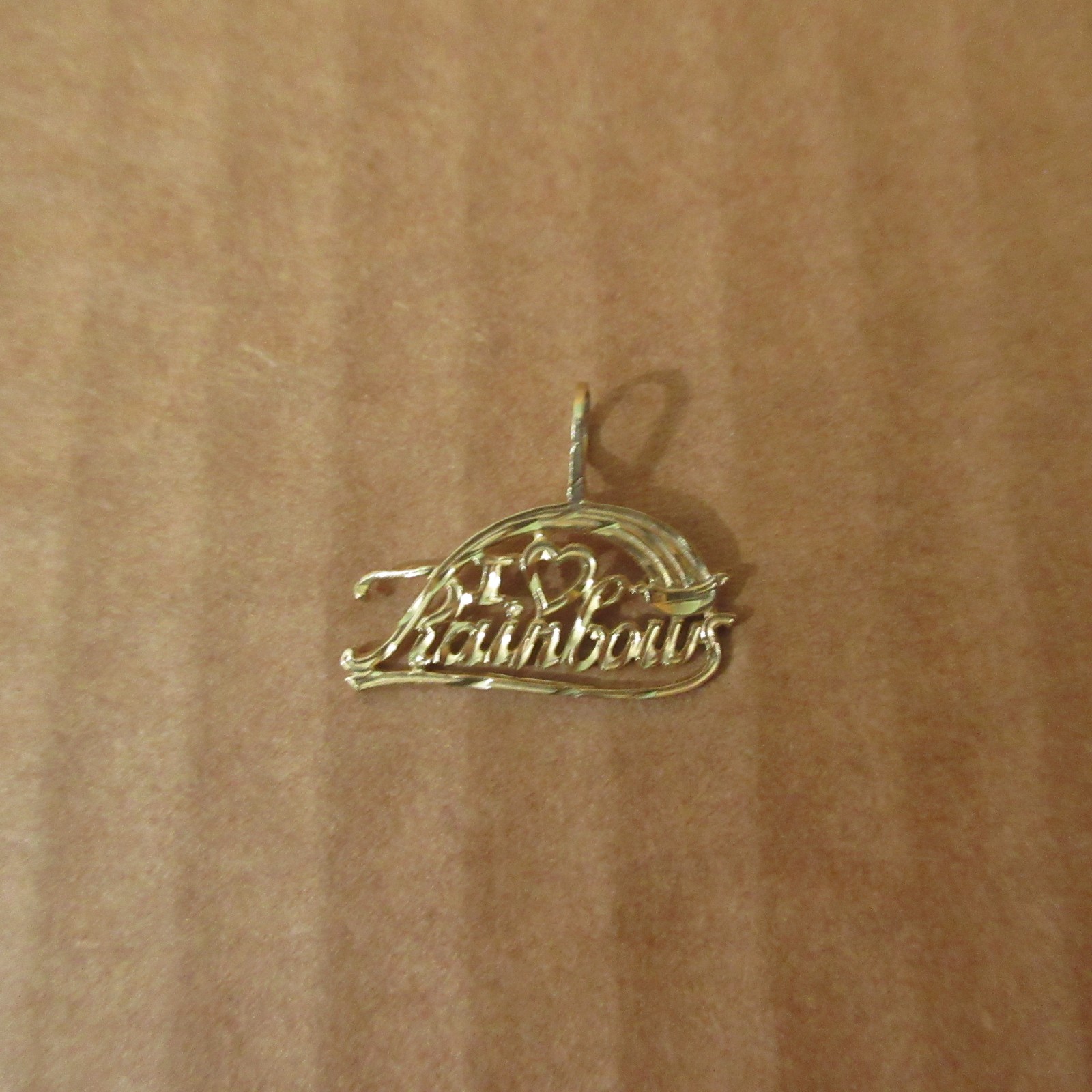 Vtg Gold 14k Expressive Words Pendant Charm Love “I Heart Rainbows” 0.5g
