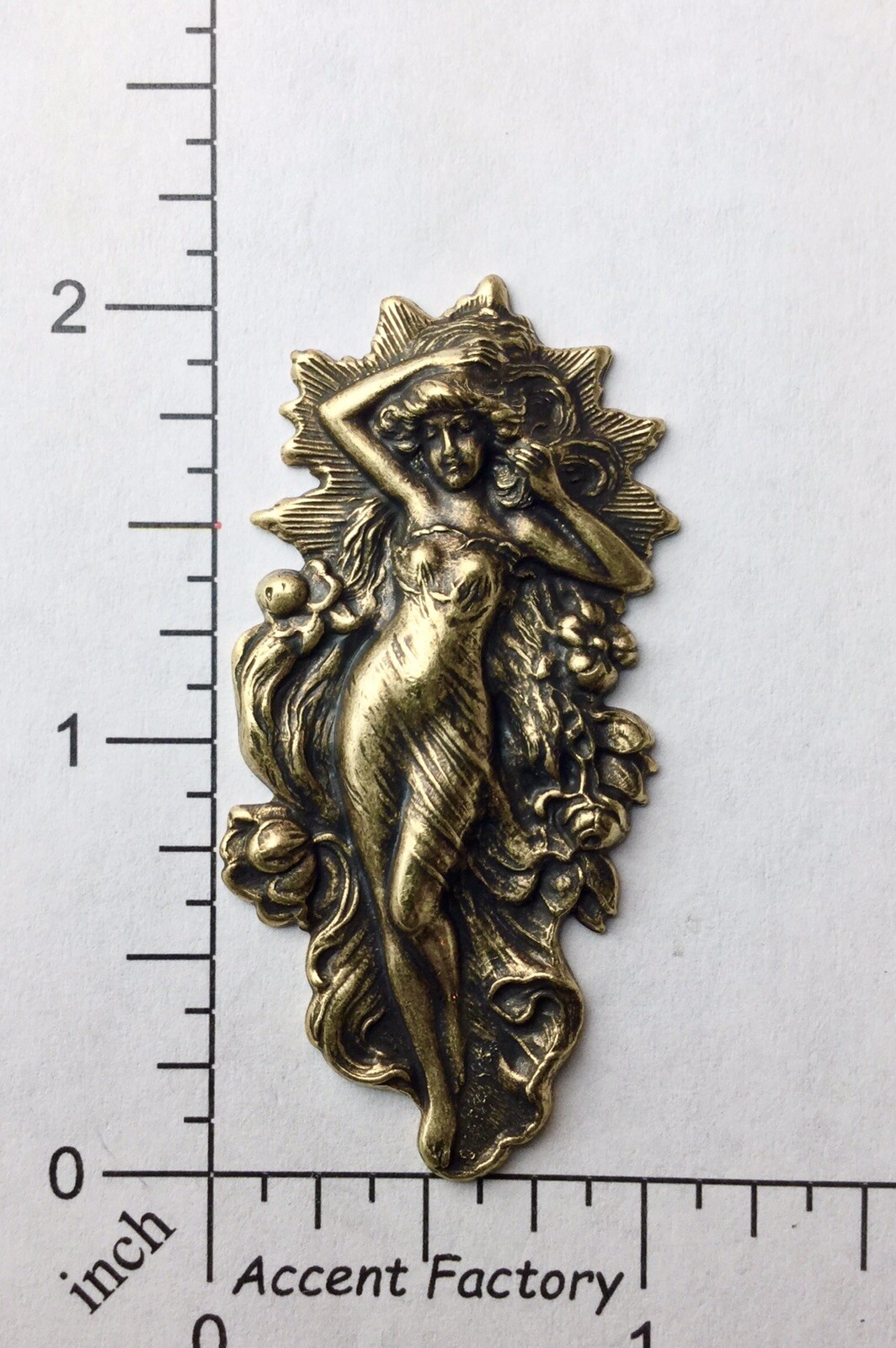 15203 Brass Oxidized Victorian Woman Jewelry Finding
