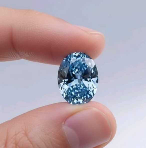 5 CT Oval Cut Loose Lab Grown Diamond Fancy Blue Color VVS1 Clarity Loose Gems