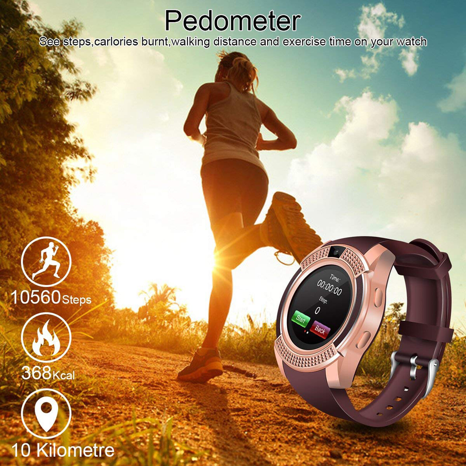 Sport Smart Watch Touch Screen Smartwatch Fitness Tracker Steps Count Pedometer