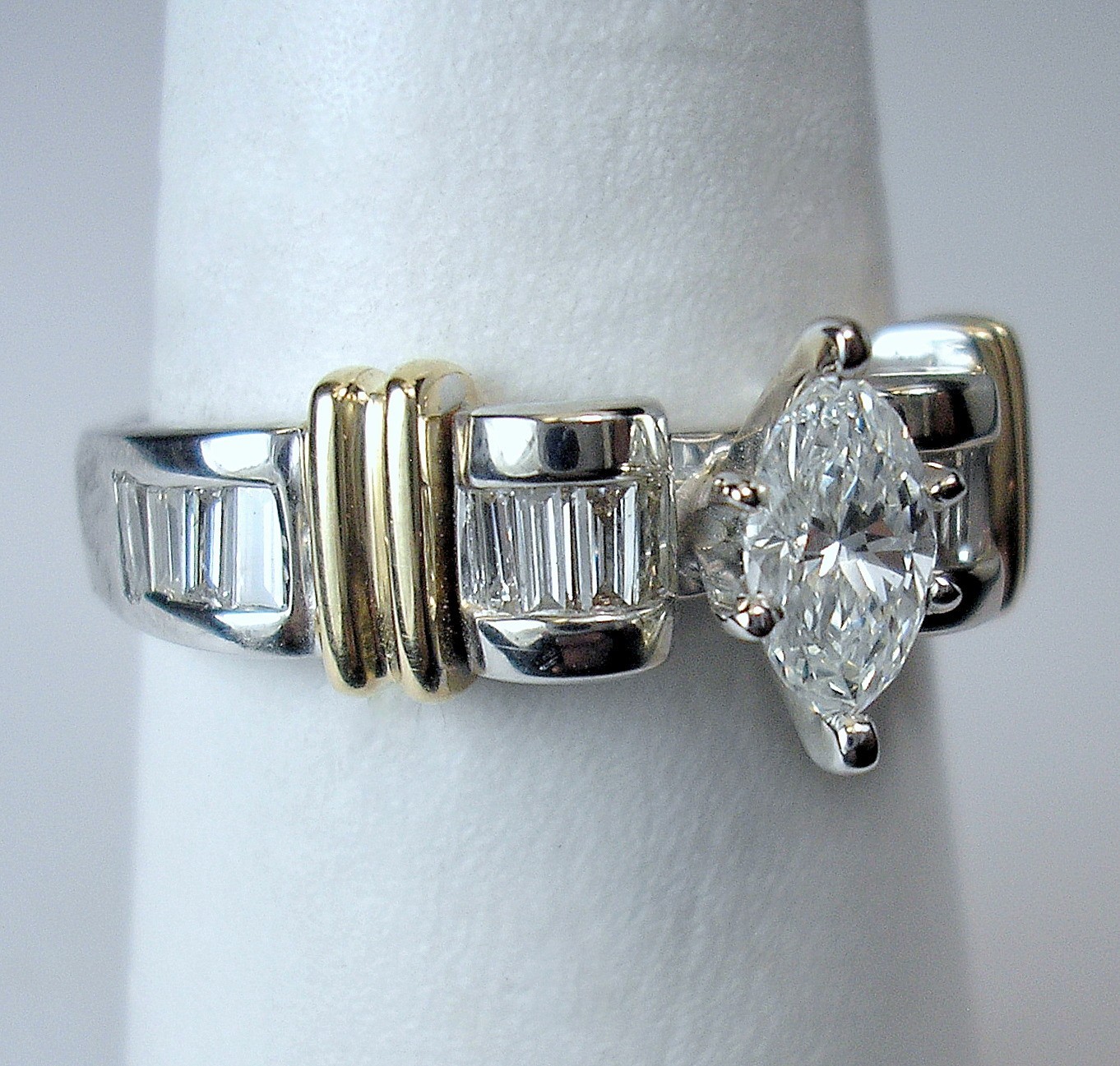 0.36 ct Marquise 0.61 ctw Natural Diamond 14KTT Engagement Ring Was $1,995 Video