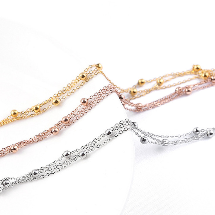 10″ Elegant Women Stainless Steel Anklets Smooth Bead Chain Ankle Bracelet PE13