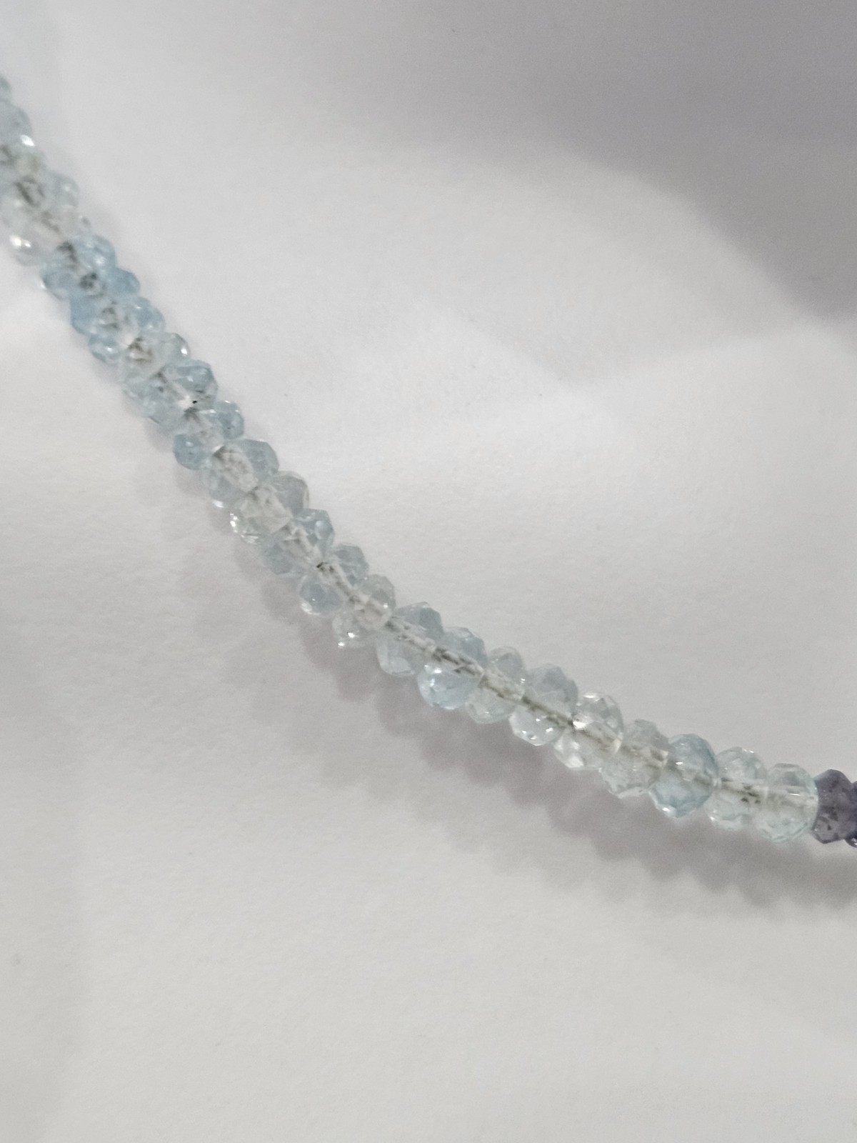 Natural Tanzanite & Aquamarine Rondelle Necklace 14k Solid Gold 4mm 45″ 35.6grms