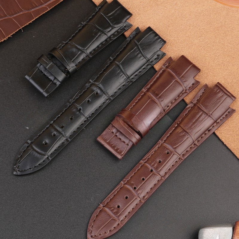 For 1853 Tissot T60 Notched Genuine Leather Watch Straps Mens Wristband 24X14mm
