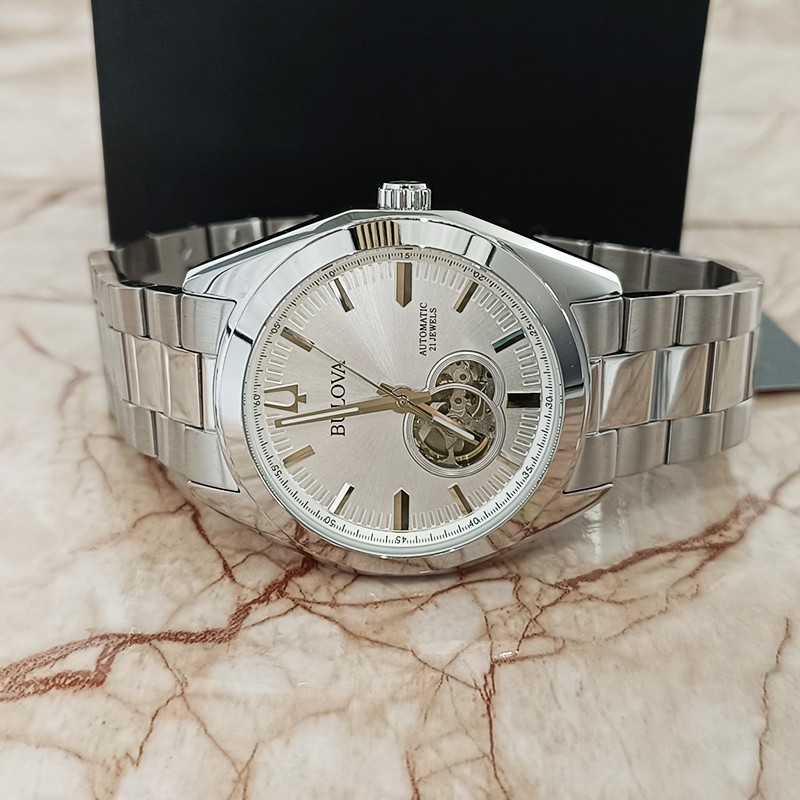 Bulova Surveyor 96A274 Silver/White Dial Men Classic Automatic Chronograph 42mm