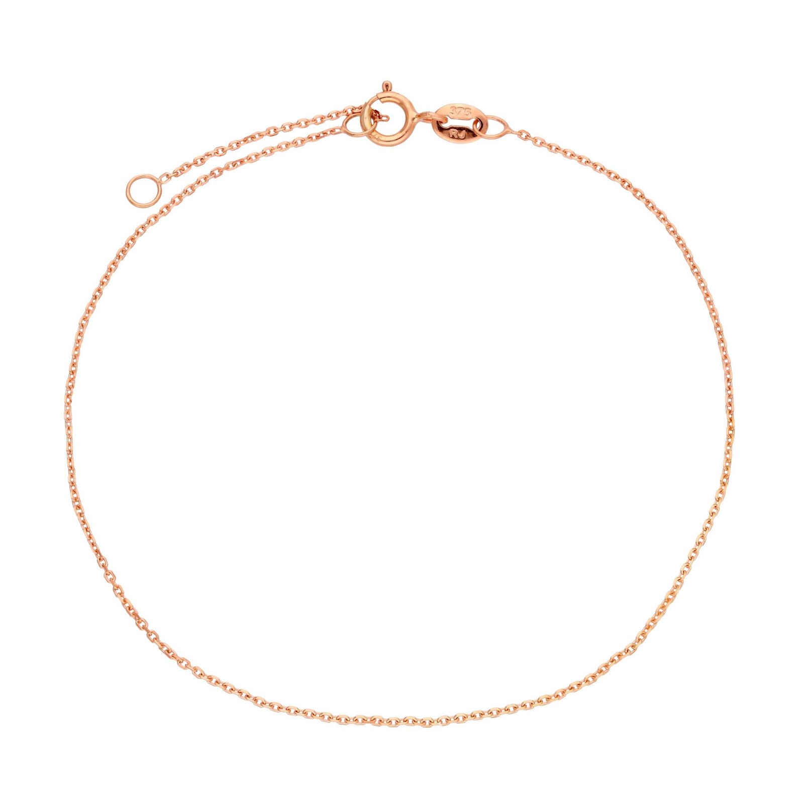 9ct Rose Gold Faceted Trace Chain Bracelet 7 – 8 Inches
