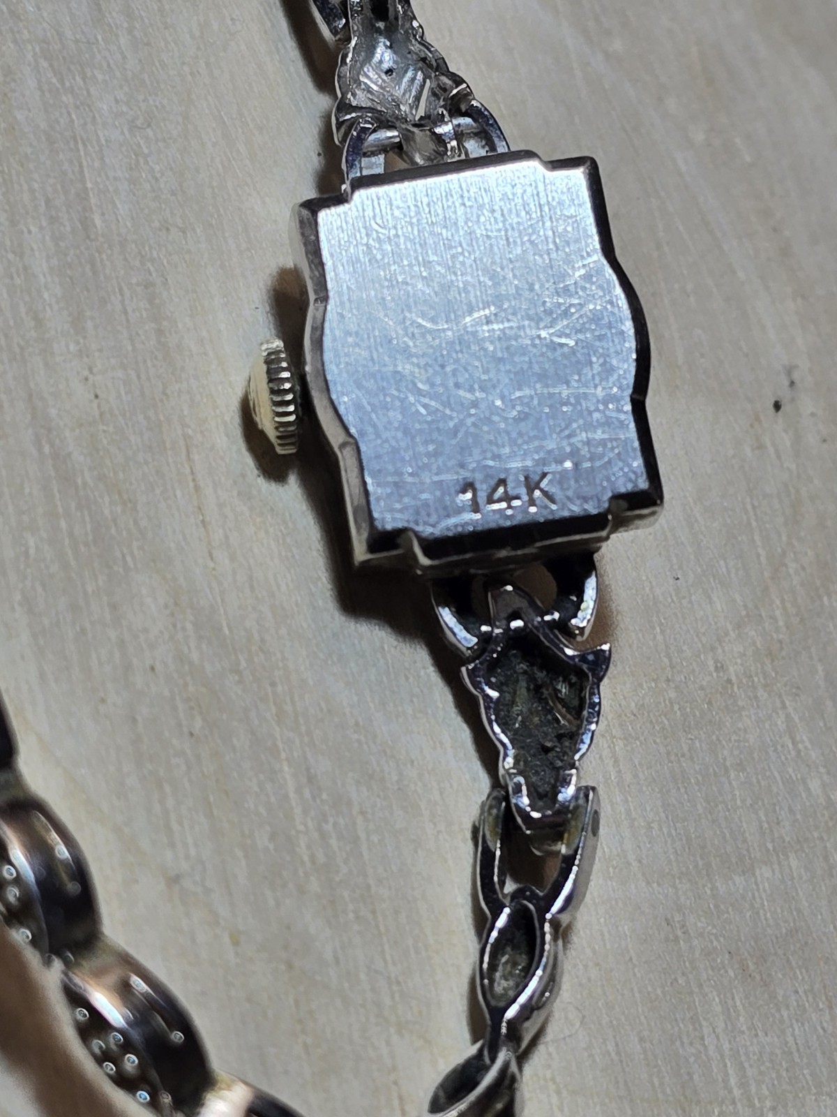 VTG WITTNAUER 14K WHITE GOLD DIAMOND LADIES Cocktail Watch Non-working 15.42g
