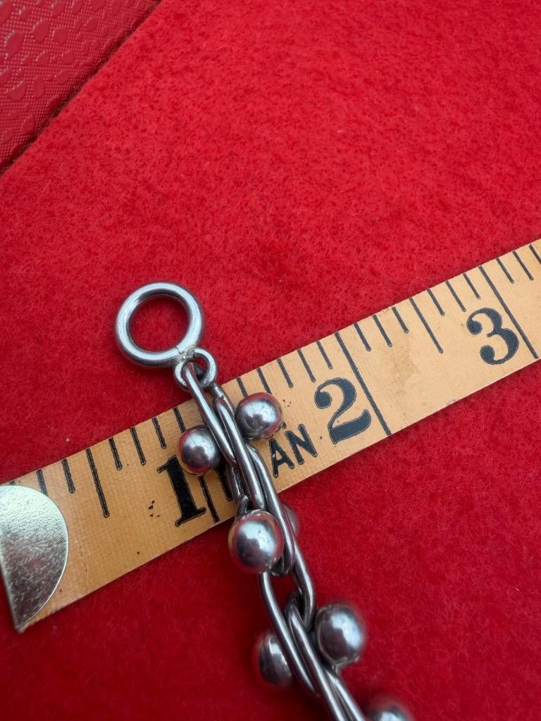 Vintage 925 Sterling Silver DNA Pattern Link Ball Bead Heavy Bracelet 8 1/2″