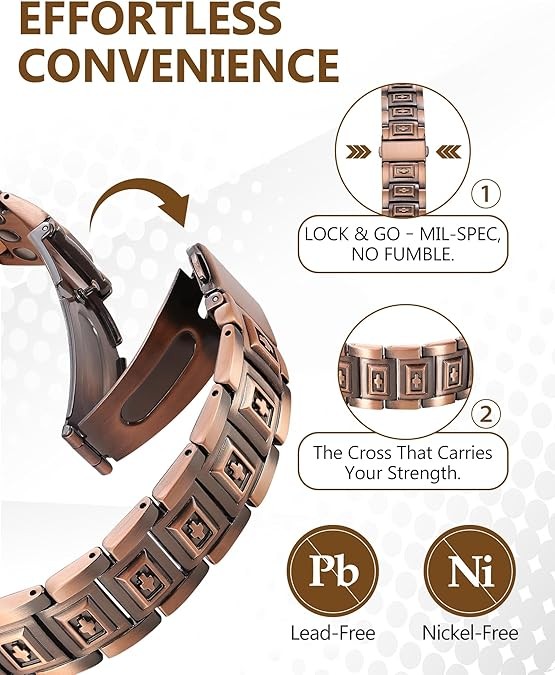 Men’s Pure Copper Magnetic Therapy Bracelet Adjustable Pain Relief Arthritis