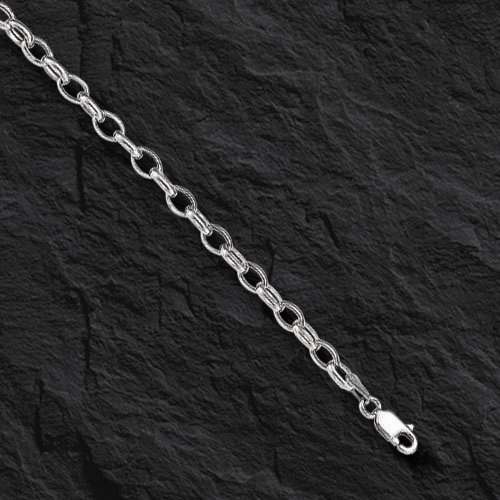 14k White Gold Oval Cable ROLO Link Pendant Chain/Necklace 18″ 3.3 mm 3.9 grams