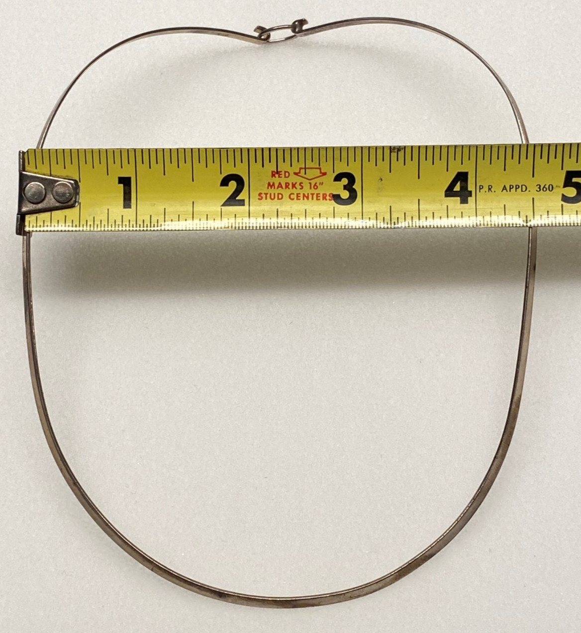 Vintage Sterling Silver 925 Flat Wire Torque / Torc Choker Necklace Hook Clasp