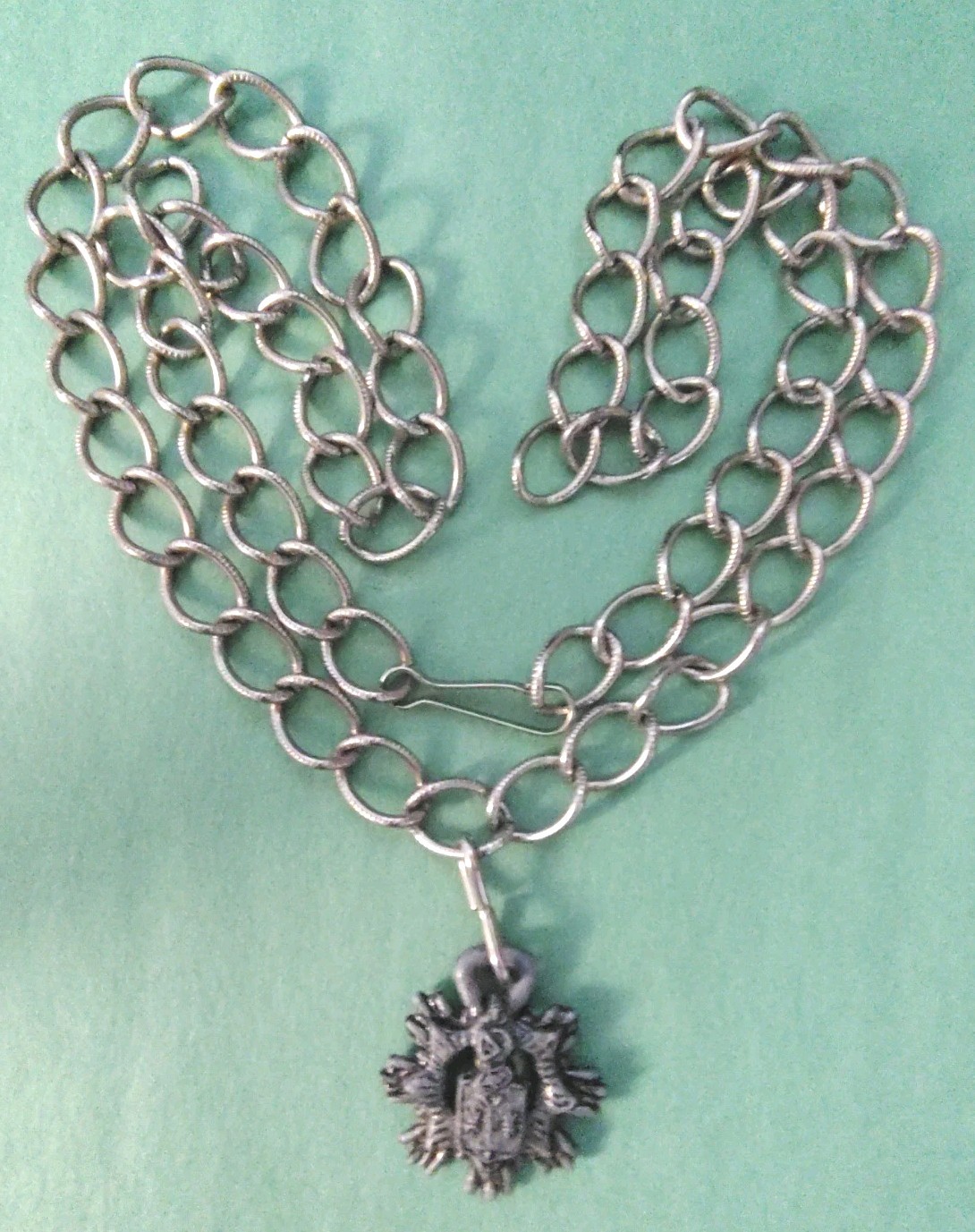 Vintage COAT OF ARMS Pendant Necklace or Belt in Silver Tone