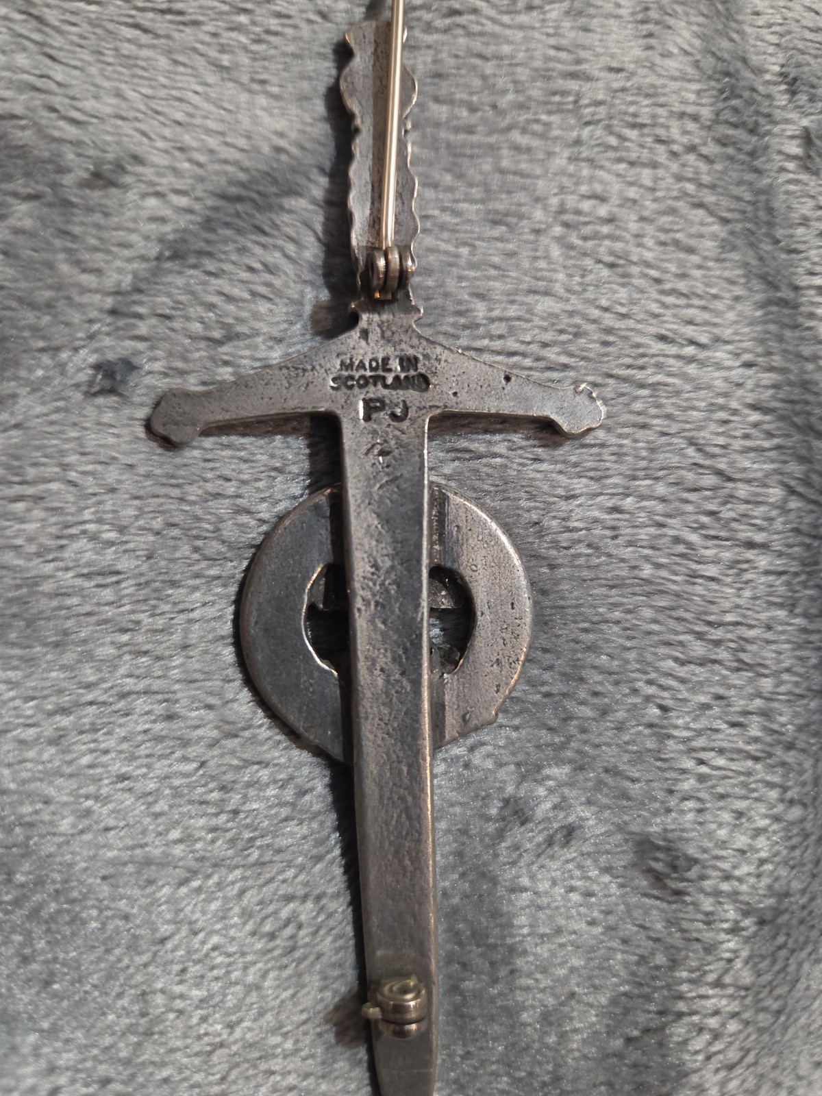 Vintage Scottish Kilt Pin “THROUGH” Sword And Shield Made In Scotland 3.75″