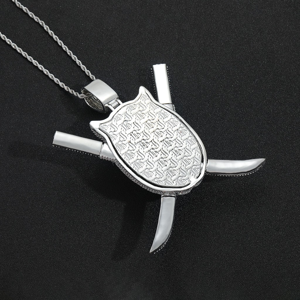 Hip Hop Pendant Cartoon Ninja Assassin Bling Necklace Gold Filled DJ Accessories