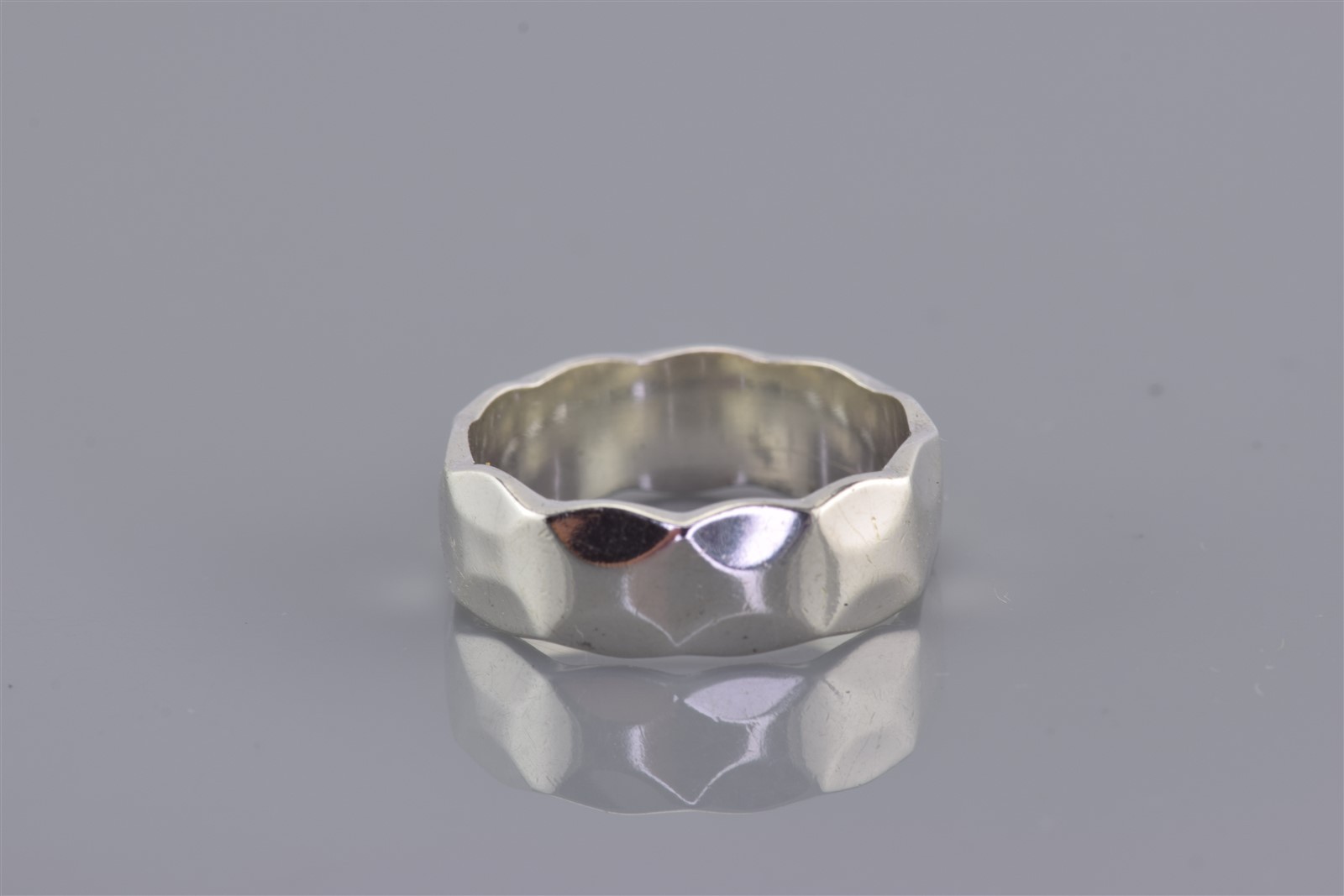 Sterling Silver 6mm Scalloped Angle Textured Band Ring 925 Sz: 6
